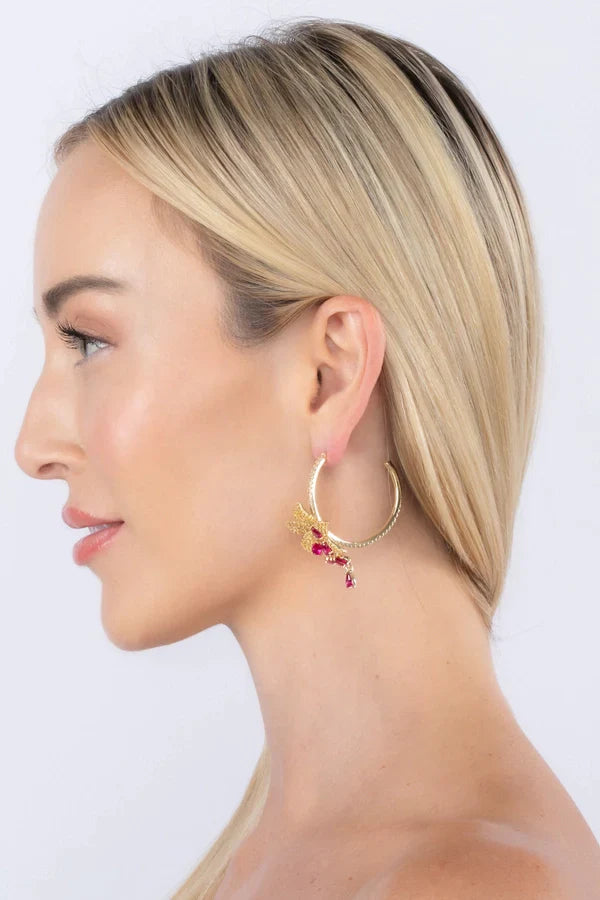 Ruby Pink Floral Earrings by Eye Candy Los Angeles - Premium Earrings at Bling Box - Just $105 Shop now at Bling Box Bling, Earrings, Eye Candy Los Angeles, Statement