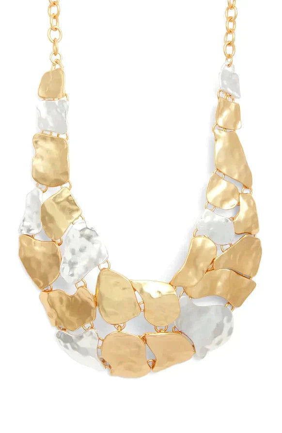 Mixed Metal Cobblestone Necklace - 24k Gold plated by Karine Sultan - Premium Necklaces at Bling Box - Just $132 Shop now at Bling Box Featured, Karine Sultan, Necklaces, Statement