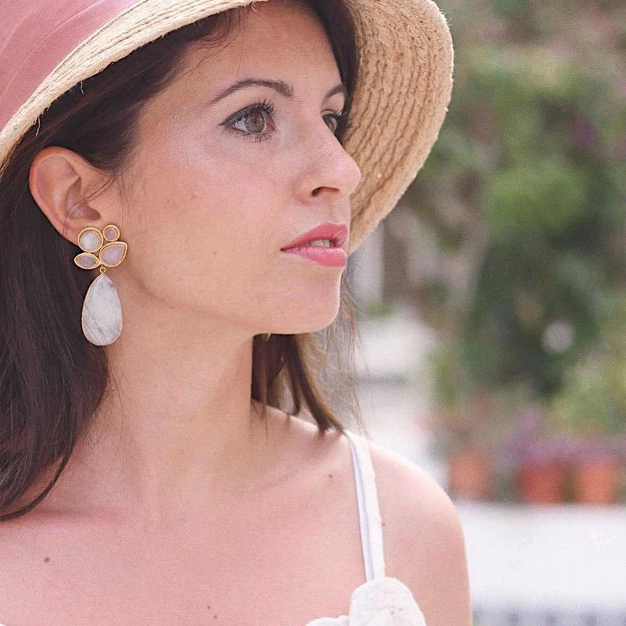 Pink Stick and Moonstone Earrings by ACUS - Premium Earrings at Bling Box - Just $88 Shop now at Bling Box ACUS, Earrings, Statement