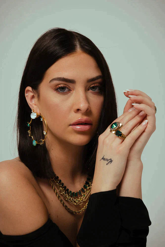 Jacci Adjustable Ring in Green Volcano by TOVA - Premium Ring at Bling Box - Just $79 Shop now at Bling Box Bling, Featured, Rings, Statement, TOVA