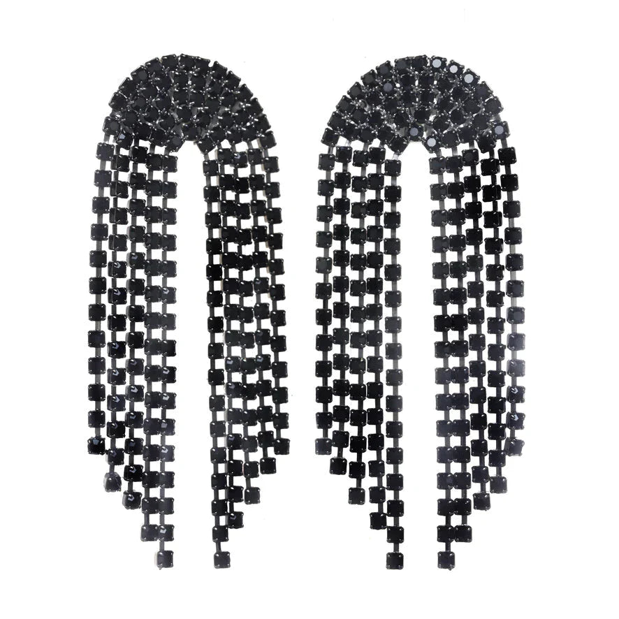 Waterfall Earrings in Jet Black by TOVA - Premium Earrings at Bling Box - Just $139 Shop now at Bling Box Bling, Earrings, Statement, TOVA