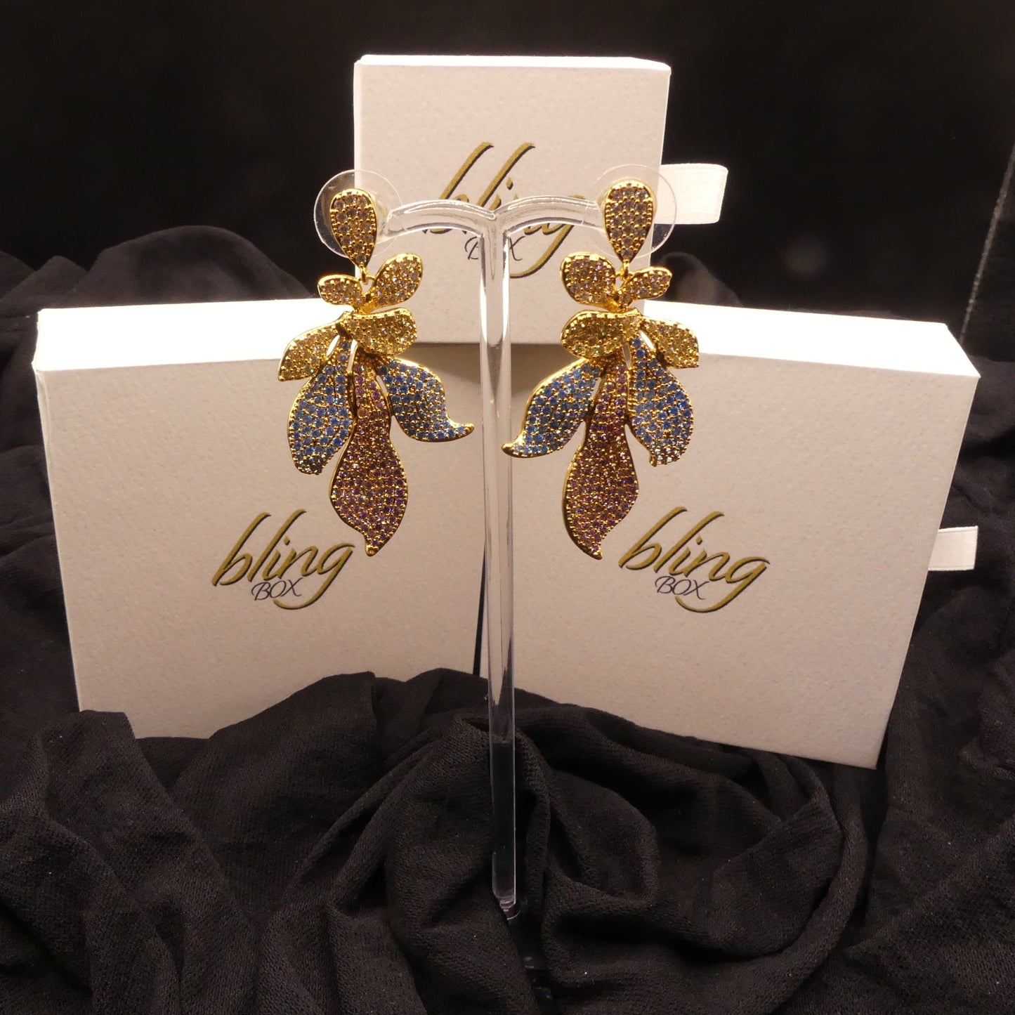 Emma Floral Drop Earrings by Eye Candy Los Angeles - Premium Earrings at Bling Box - Just $98 Shop now at Bling Box Bling, Earrings, Eye Candy Los Angeles, Featured, Statement