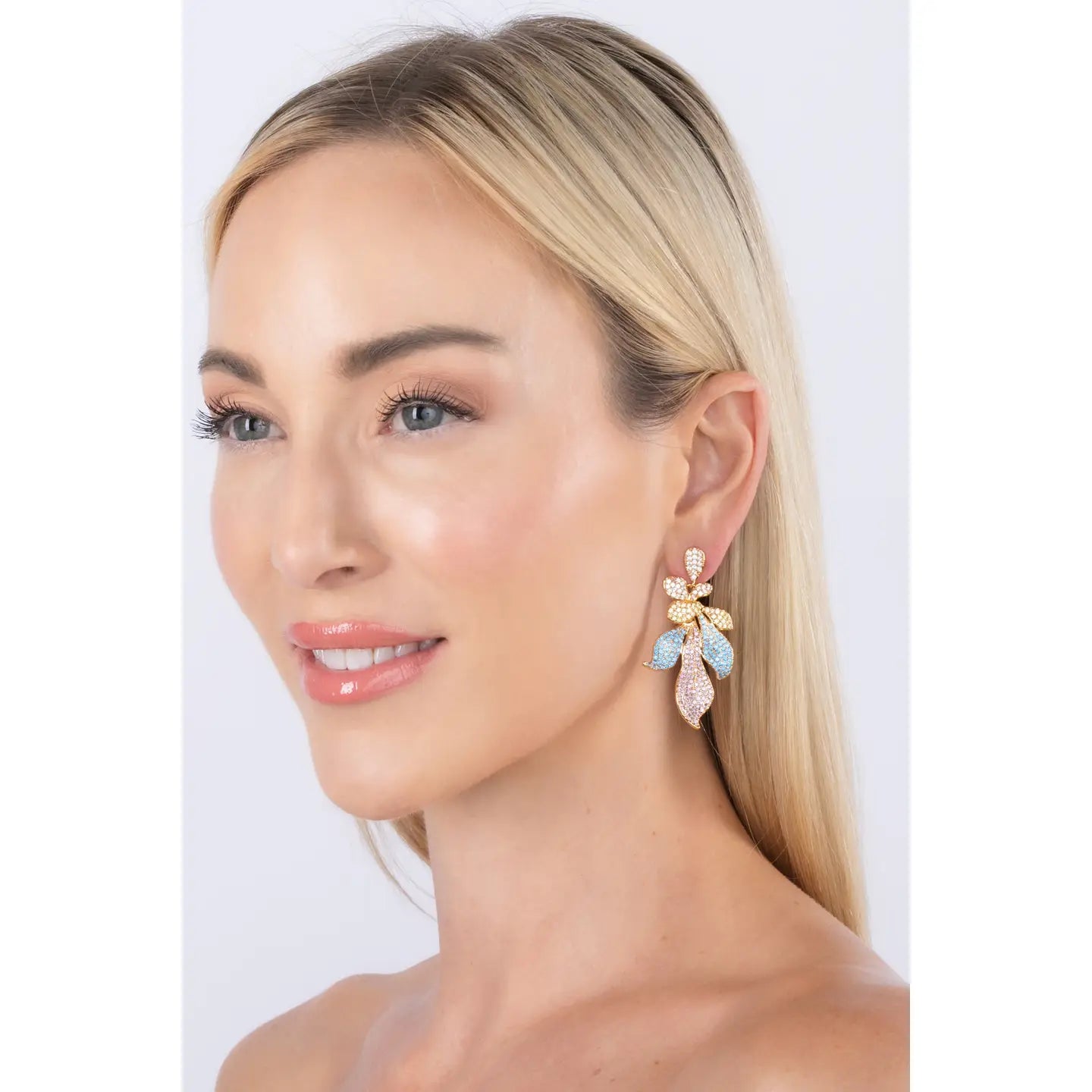 Emma Floral Drop Earrings by Eye Candy Los Angeles - Premium Earrings at Bling Box - Just $98 Shop now at Bling Box Bling, Earrings, Eye Candy Los Angeles, Featured, Statement