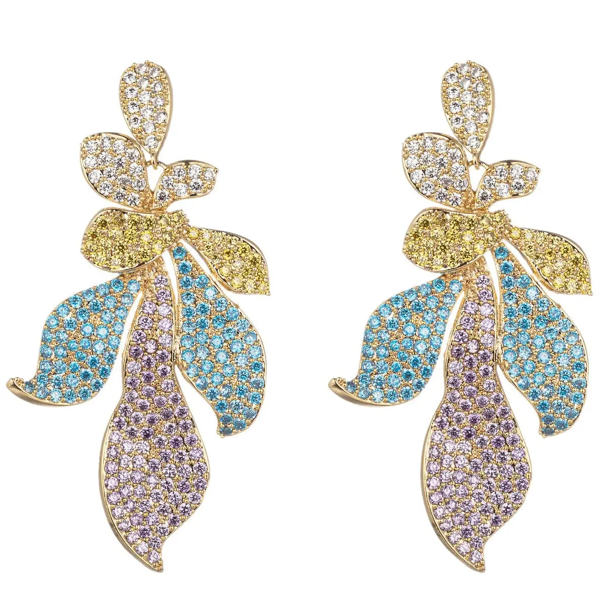 Emma Floral Drop Earrings by Eye Candy Los Angeles - Premium Earrings at Bling Box - Just $98 Shop now at Bling Box Bling, Earrings, Eye Candy Los Angeles, Featured, Statement