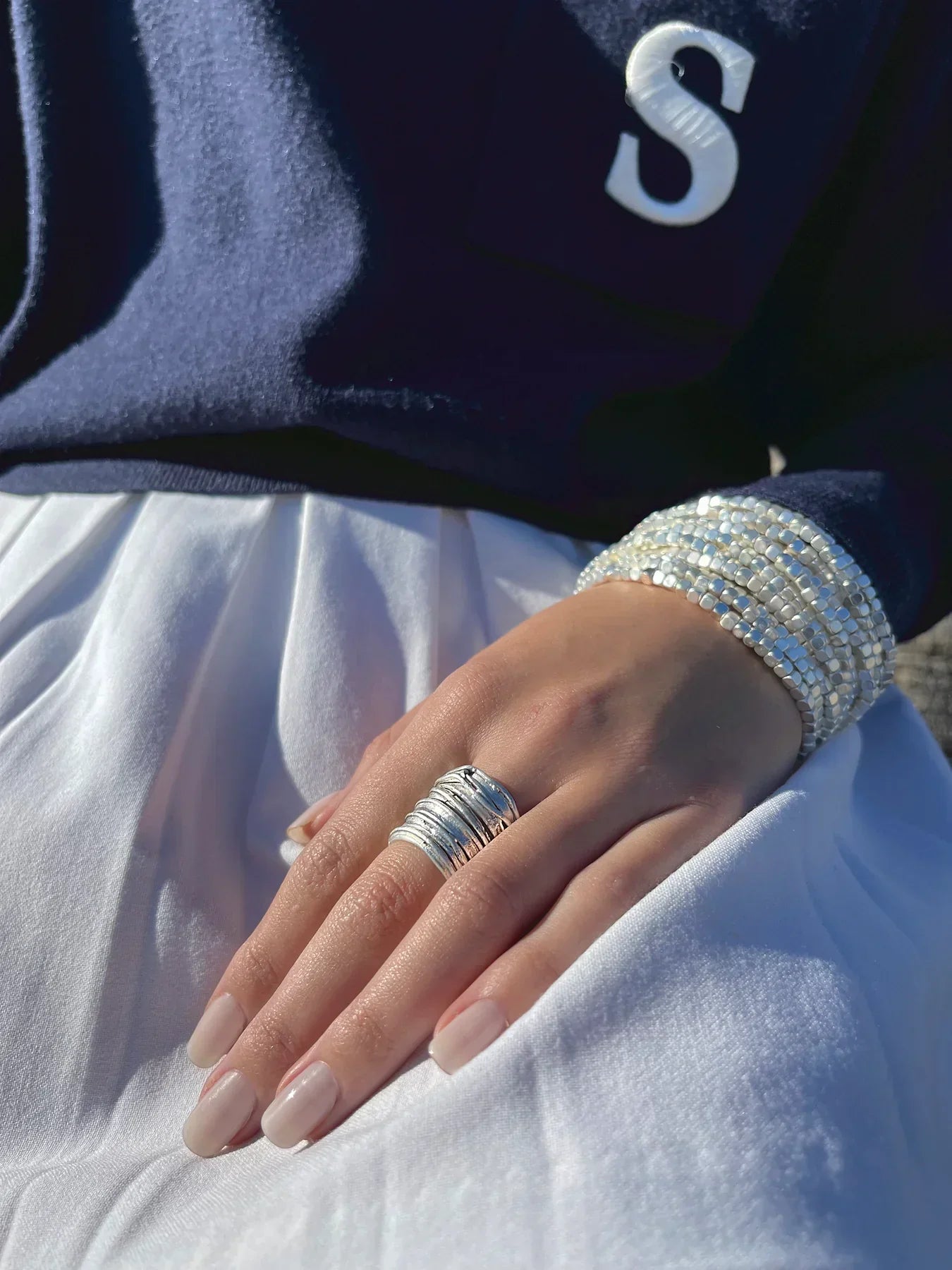 Brushed Ribbon Adjustable Ring - Sterling Silver plated by Karine Sultan - Premium Rings at Bling Box - Just $40 Shop now at Bling Box Everyday, Karine Sultan, Rings, Statement