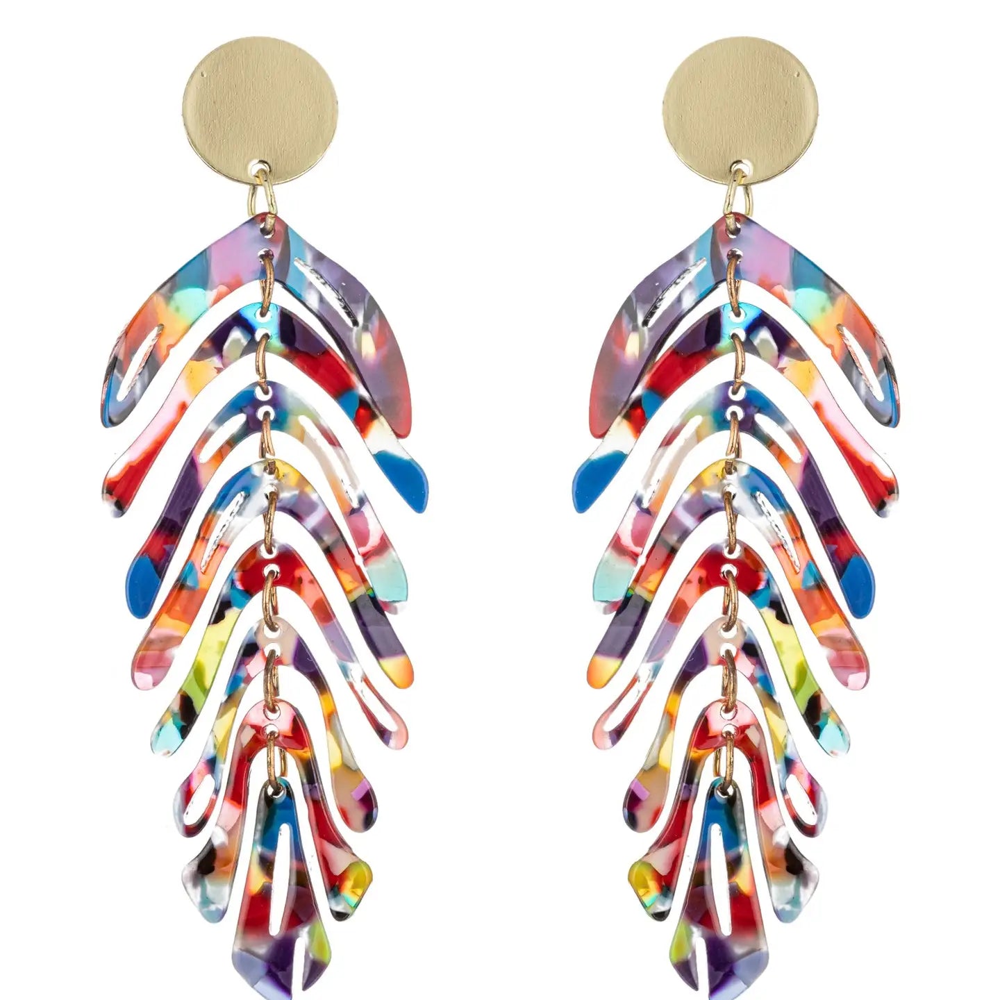 Rainbow resin Drop Leaf Earrings by Eye Candy Los Angeles - Premium Earrings at Bling Box - Just $37 Shop now at Bling Box Earrings, Eye Candy Los Angeles