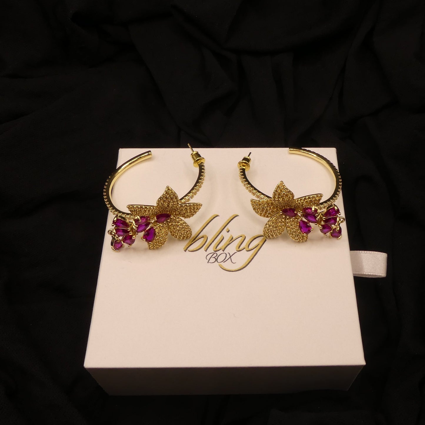 Ruby Pink Floral Earrings by Eye Candy Los Angeles - Premium Earrings at Bling Box - Just $105 Shop now at Bling Box Bling, Earrings, Eye Candy Los Angeles, Statement