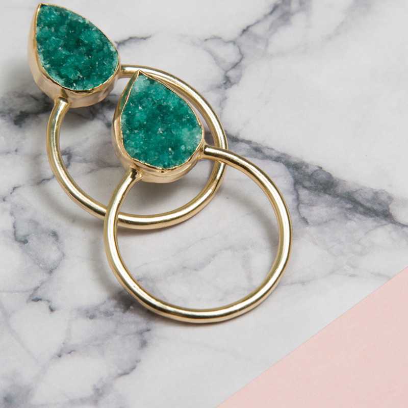 Diwa Big Green Earrings by ACUS - Premium Earrings at Bling Box - Just $65 Shop now at Bling Box ACUS, Bling, Earrings, Featured, Statement