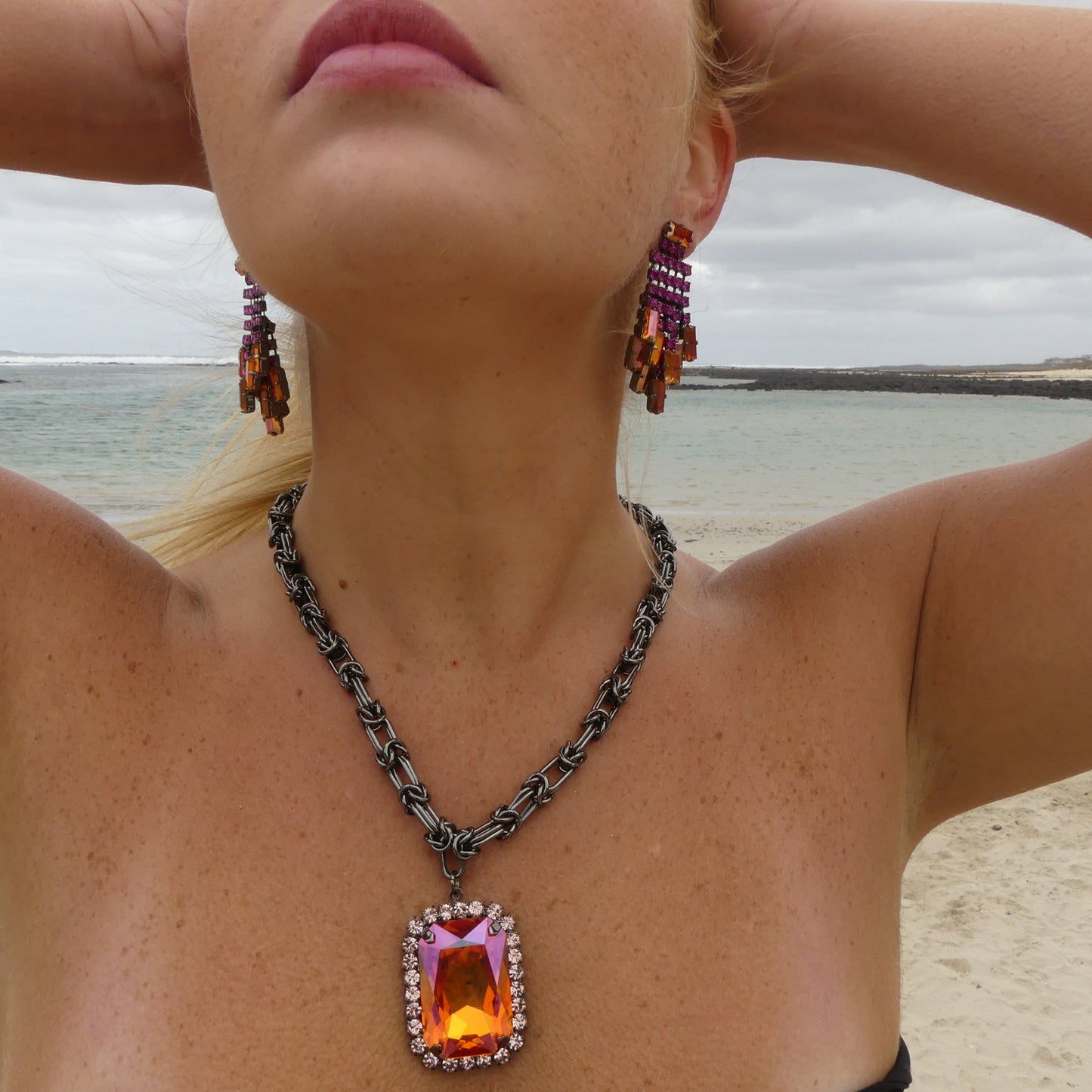 Soleil Necklace in Astral Pink by TOVA - Premium Necklaces at Bling Box - Just $255 Shop now at Bling Box Bling, Necklaces, Statement, TOVA