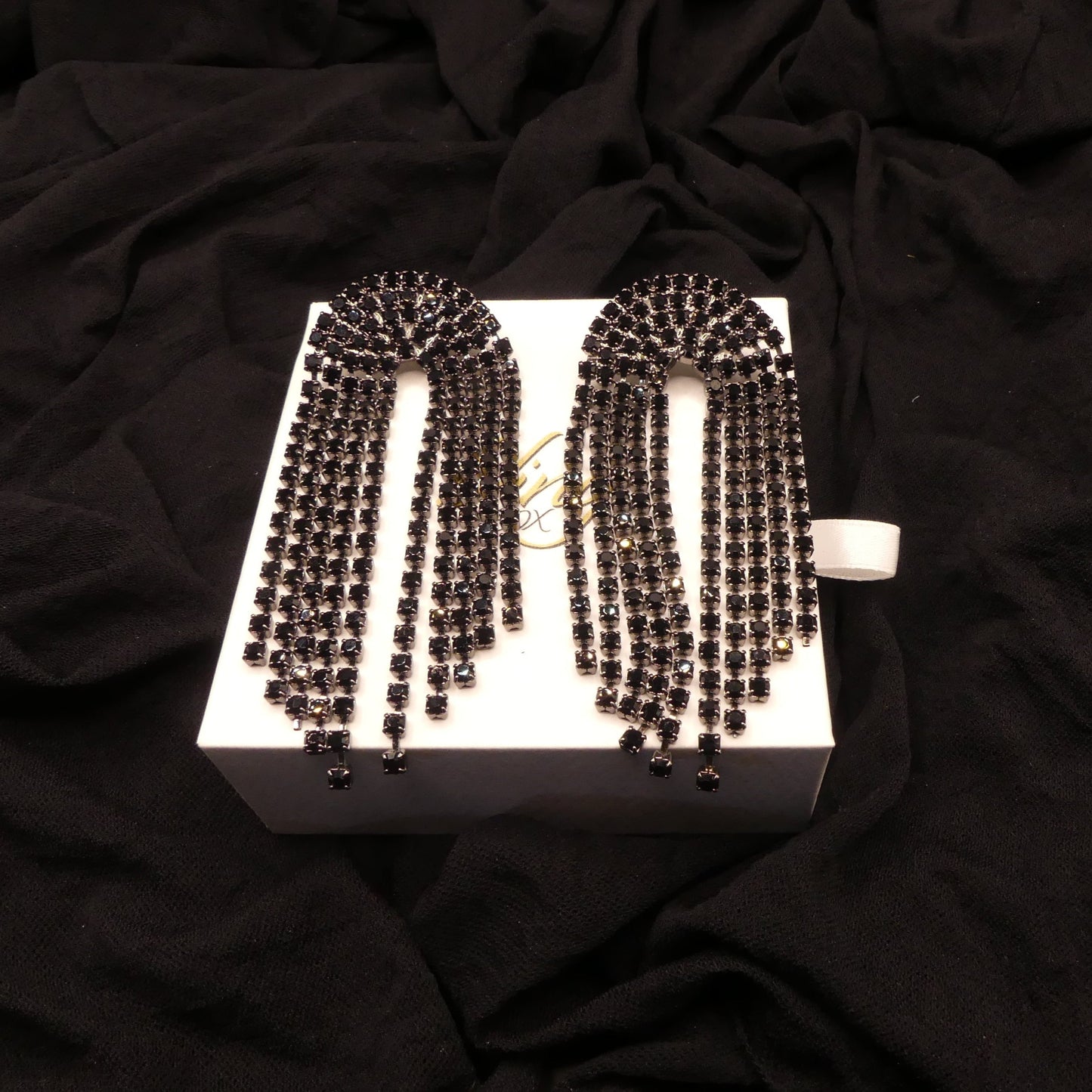 Waterfall Earrings in Jet Black by TOVA - Premium Earrings at Bling Box - Just $139 Shop now at Bling Box Bling, Earrings, Statement, TOVA