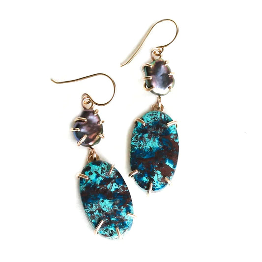 Black Pearl and Azurite Earrings by Alana Douvros - Premium Earrings at Bling Box - Just $249 Shop now at Bling Box Alana Douvros, Earrings, Featured, Statement