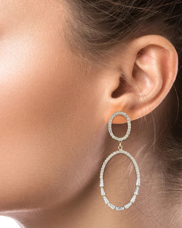 Double Oval Drop Earrings - Premium Earrings at Bling Box - Just $179 Shop now at Bling Box Bling, Earrings, Statement, Trove