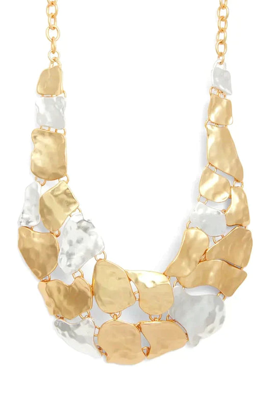 Mixed Metal Cobblestone Necklace - 24k Gold plated by Karine Sultan - Premium Necklaces at Bling Box - Just $135 Shop now at Bling Box Featured, Karine Sultan, Necklaces, Statement