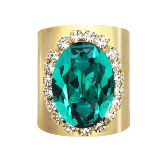 Sydney Adjustable Ring in Emerald Green by TOVA - Premium Rings at Bling Box - Just $124 Shop now at Bling Box Bling, Rings, Statement, TOVA
