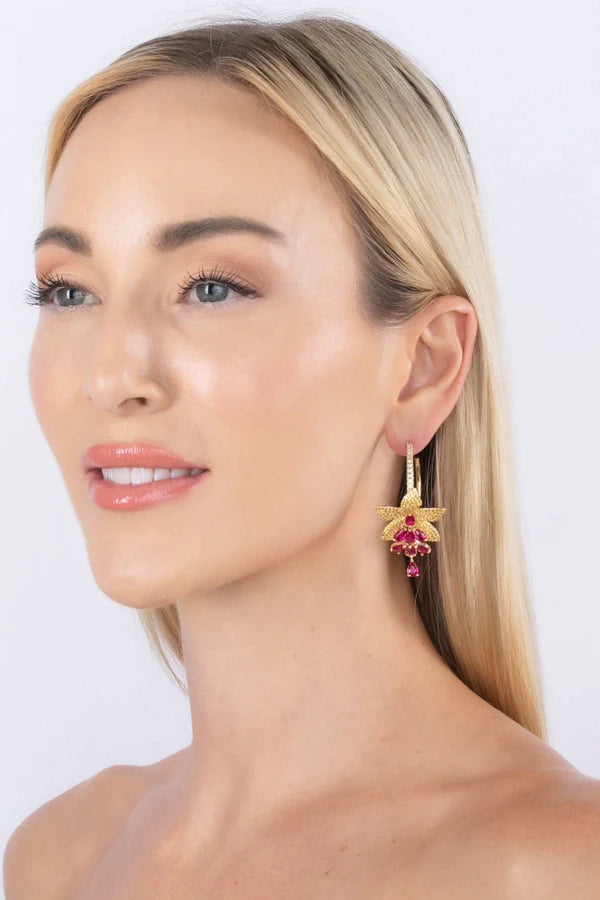 Ruby Red Floral Earrings by Eye Candy Los Angeles - Premium Earrings at Bling Box - Just $105 Shop now at Bling Box Bling, Earrings, Eye Candy Los Angeles, Statement