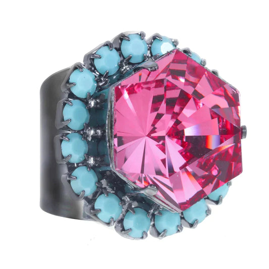 Pink Dariana Adjustable Ring by TOVA - Premium Rings at Bling Box - Just $169 Shop now at Bling Box Bling, Rings, Statement, TOVA