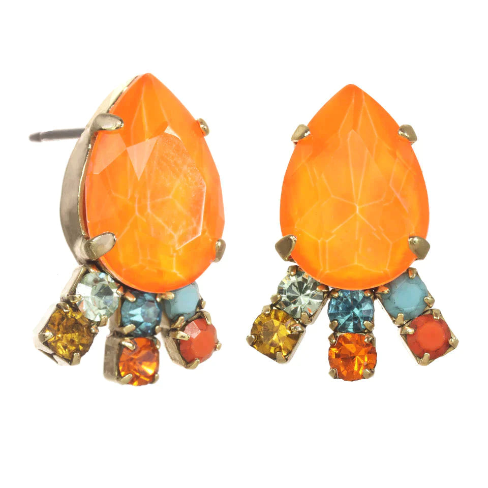 Hennie Stud Earrings - Orange by TOVA - Premium Earrings at Bling Box - Just $86 Shop now at Bling Box Earrings, Featured, Statement, TOVA