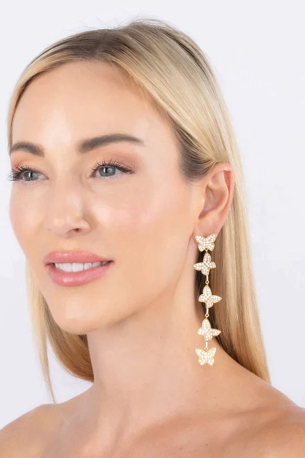 Butterfly Drop Earrings 18k Gold plated by Eye Candy Los Angeles - Premium Necklaces at Bling Box - Just $115 Shop now at Bling Box Bling, Earrings, Eye Candy Los Angeles, Statement