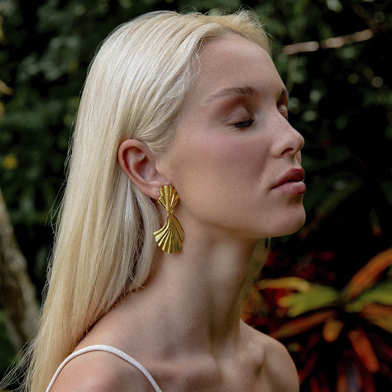 Escaro Gold Earrings by ACUS - Premium Earrings at Bling Box - Just $32 Shop now at Bling Box ACUS, Earrings, Statement