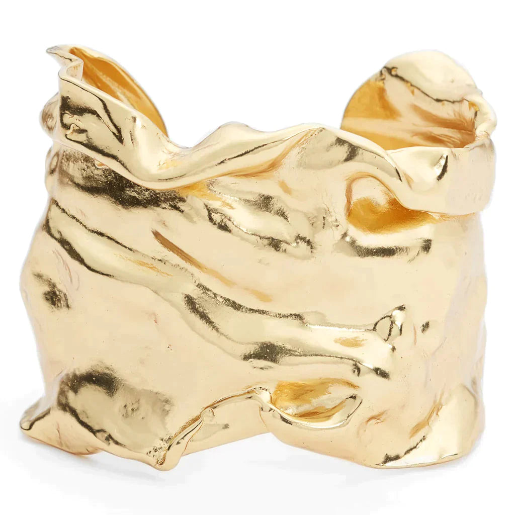 Crumpled Foil Adjustable Cuff Bracelet - 24k Gold plated by Karine Sultan - Premium Bracelets at Bling Box - Just $120 Shop now at Bling Box Bracelets, Karine Sultan, Statement