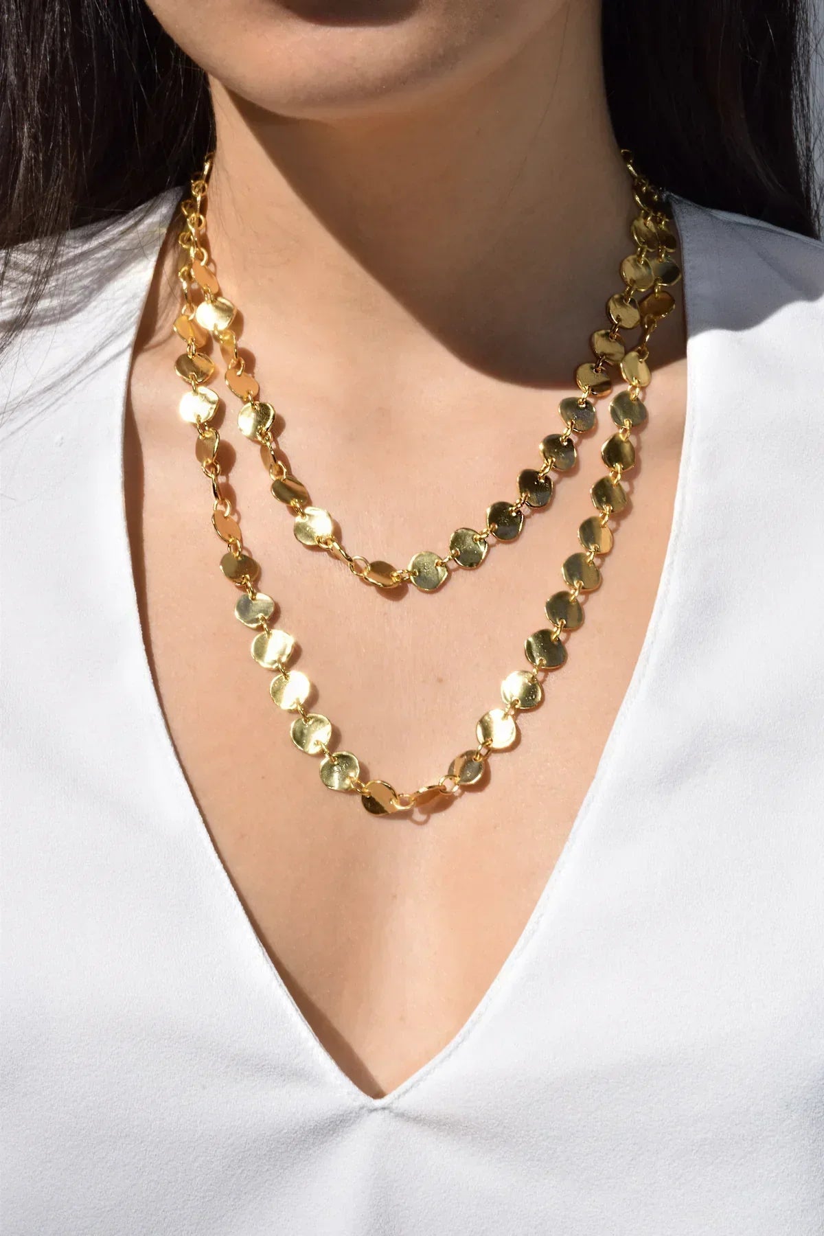 Medallion Disc Long Chain Necklace - 24k Gold plated by Karine Sultan - Premium Necklaces at Bling Box - Just $119 Shop now at Bling Box Everyday, Karine Sultan, Necklaces, Statement