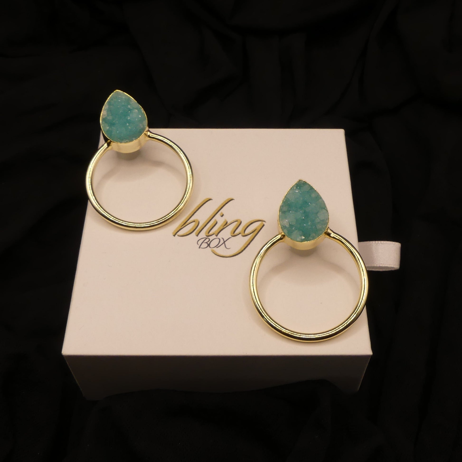 Diwa Big Green Earrings by ACUS - Premium Earrings at Bling Box - Just $65 Shop now at Bling Box ACUS, Bling, Earrings, Featured, Statement