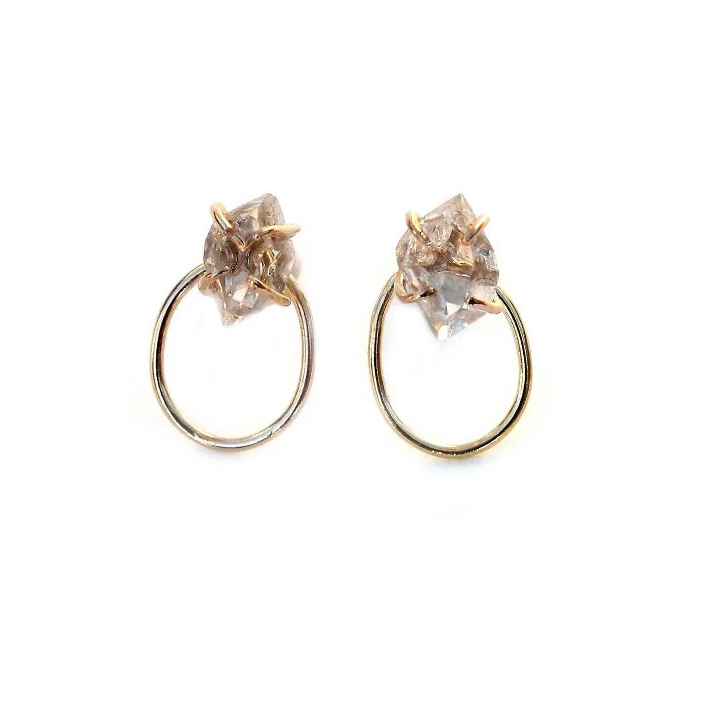 Herkimer Diamond Loop Studs 14k Gold filled by Alana Douvros - Premium Earrings at Bling Box - Just $165 Shop now at Bling Box Alana Douvros, Earrings, Everyday, Featured, Statement