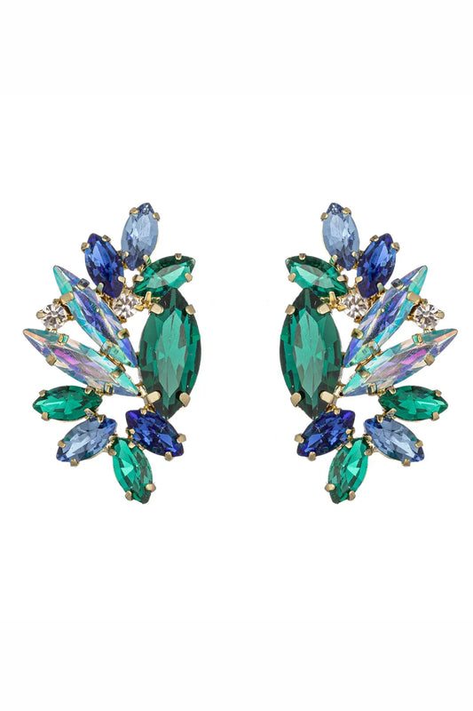 Gala Blue Green Statement Earrings by Eye Candy Los Angeles - Premium Earrings at Bling Box - Just $57 Shop now at Bling Box Bling, Earrings, Eye Candy Los Angeles, Statement