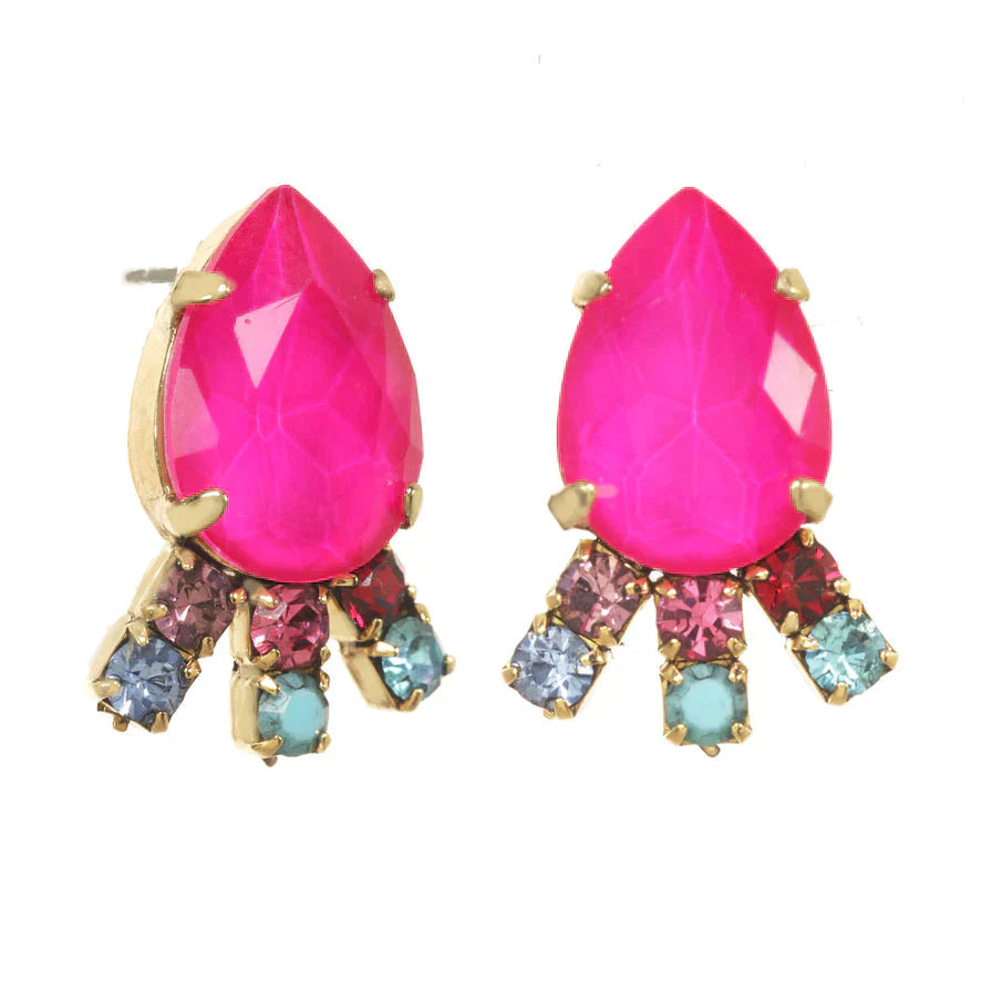 Hennie Stud Earrings - Pink by TOVA - Premium Earrings at Bling Box - Just $86 Shop now at Bling Box Bling, Earrings, Statement, TOVA