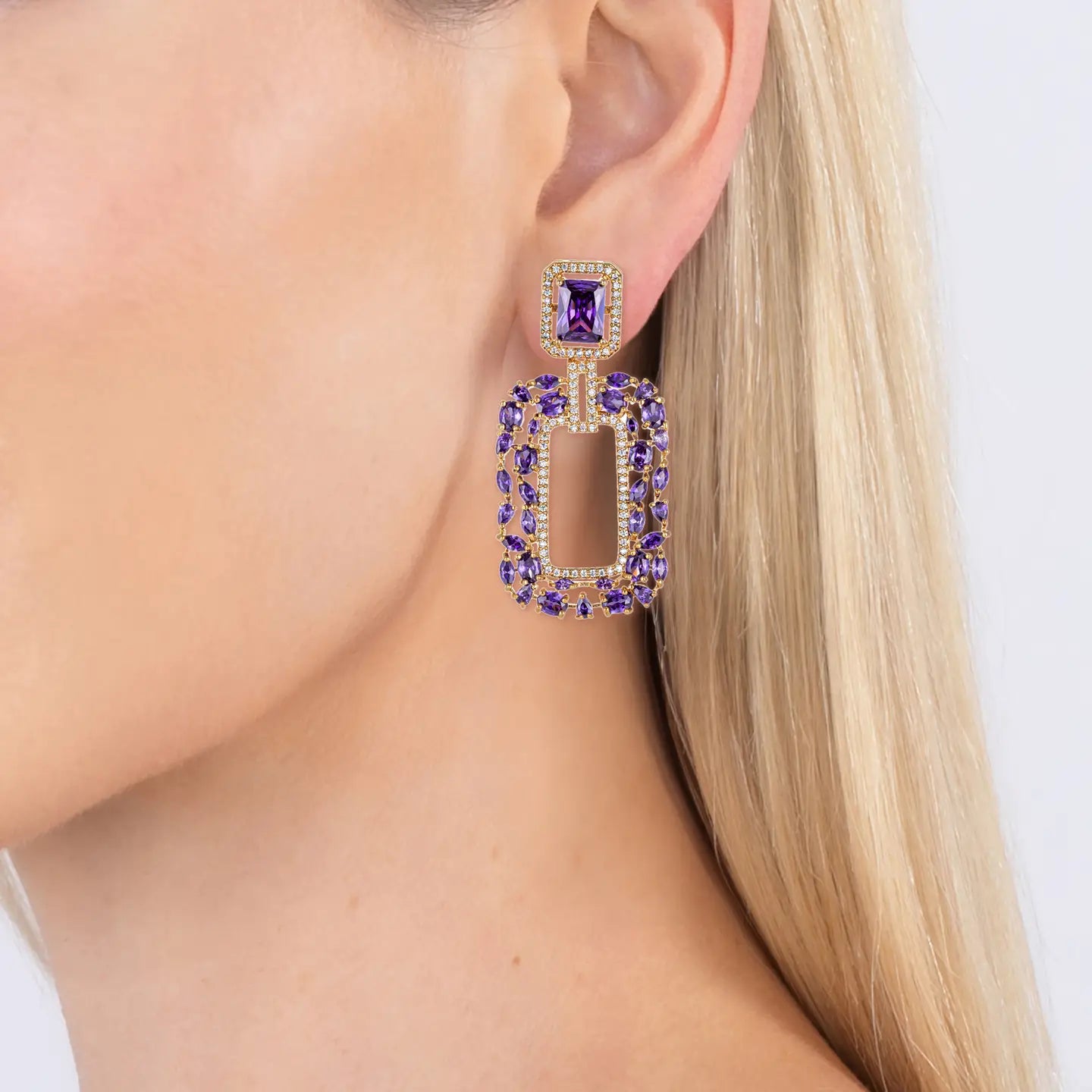 Ivy Purple 18K gold plated Earrings by Eye Candy Los Angeles - Premium Earrings at Bling Box - Just $105 Shop now at Bling Box Bling, Earrings, Eye Candy Los Angeles