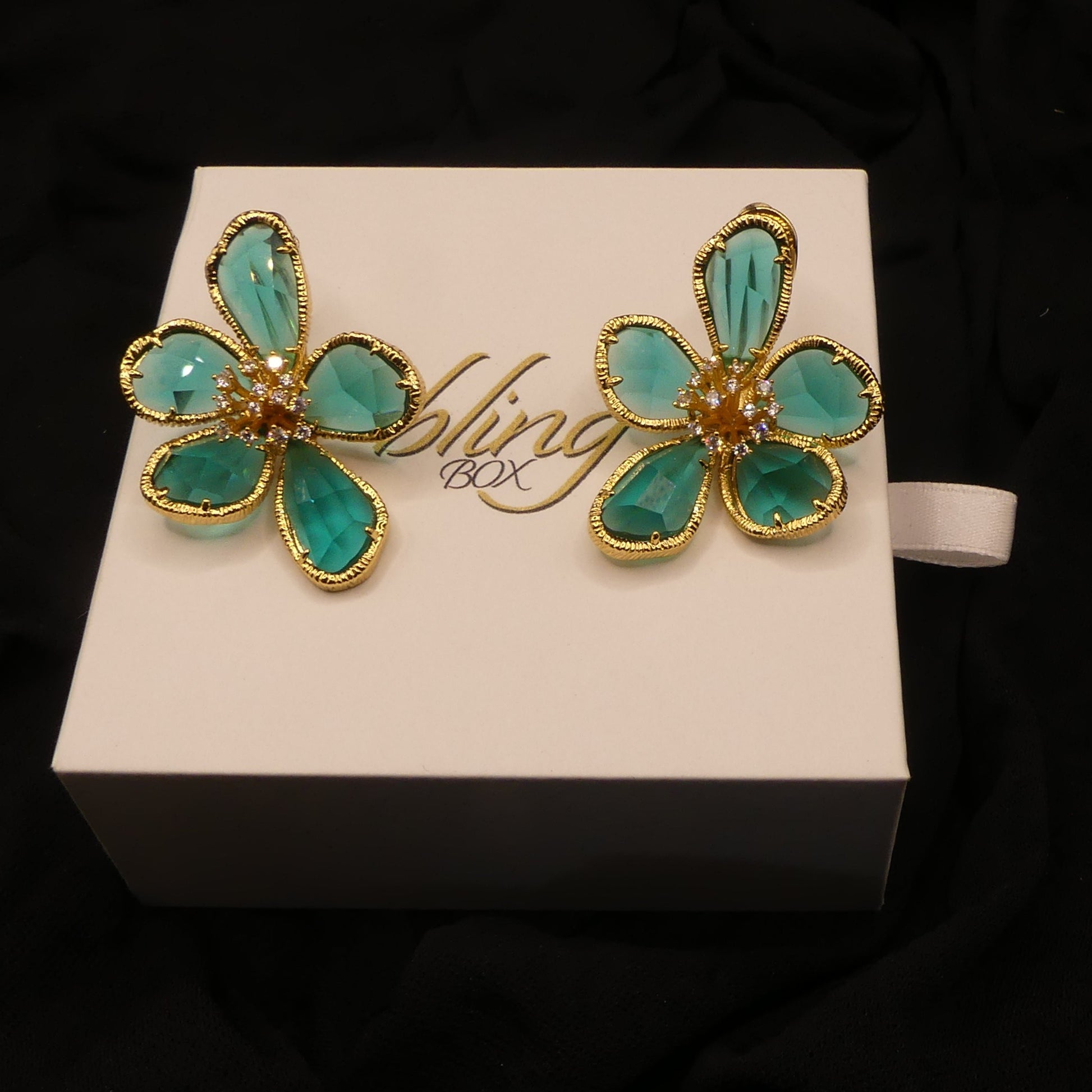 Kolab Green Earrings by Eye Candy Los Angeles - Premium Earrings at Bling Box - Just $108 Shop now at Bling Box Bling, Earrings, Eye Candy Los Angeles, Statement