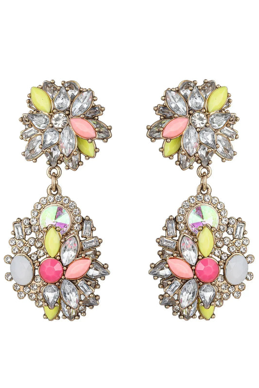 Art Gala Ivy Pink & Yellow Statement Earrings by Eye Candy Los Angeles - Premium Earrings at Bling Box - Just $65 Shop now at Bling Box Bling, Earrings, Eye Candy Los Angeles, Statement