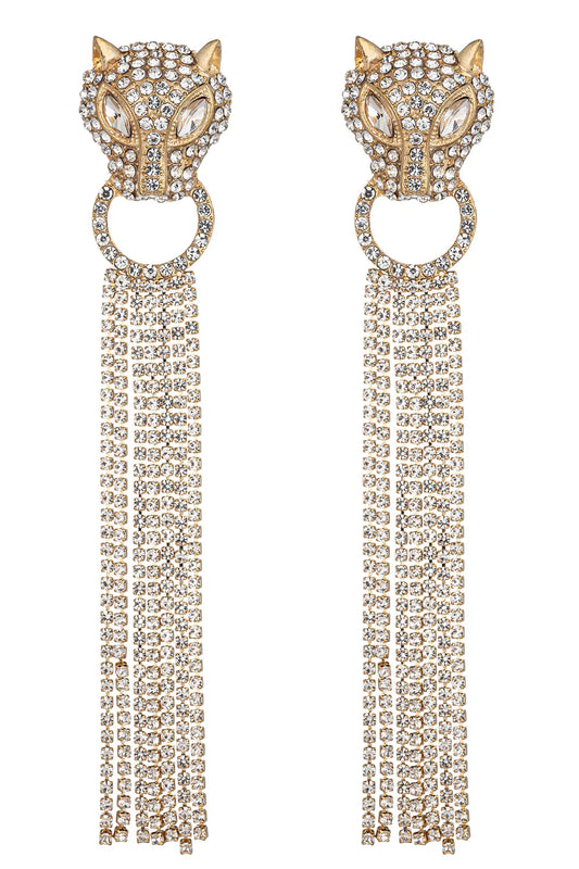 Jaguar Fringe Drop Earrings by Eye Candy Los Angeles - Premium Earrings at Bling Box - Just $85 Shop now at Bling Box Bling, Earrings, Eye Candy Los Angeles, Statement