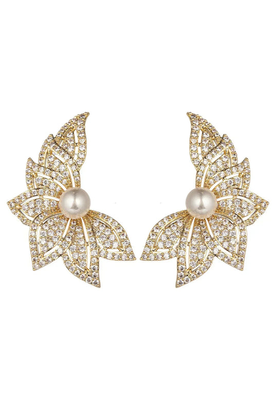 Mia Glass Pearl and Cubic Zirconia earrings by Eye Candy Los Angeles - Premium Earrings at Bling Box - Just $92 Shop now at Bling Box Bling, Earrings, Eye Candy Los Angeles, Statement