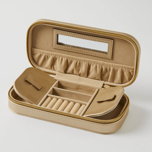 Ambrosia Rectangular Travel Jewellery Case Gold - Premium Jewellery Storage at Bling Box - Just $39 Shop now at Bling Box Storage