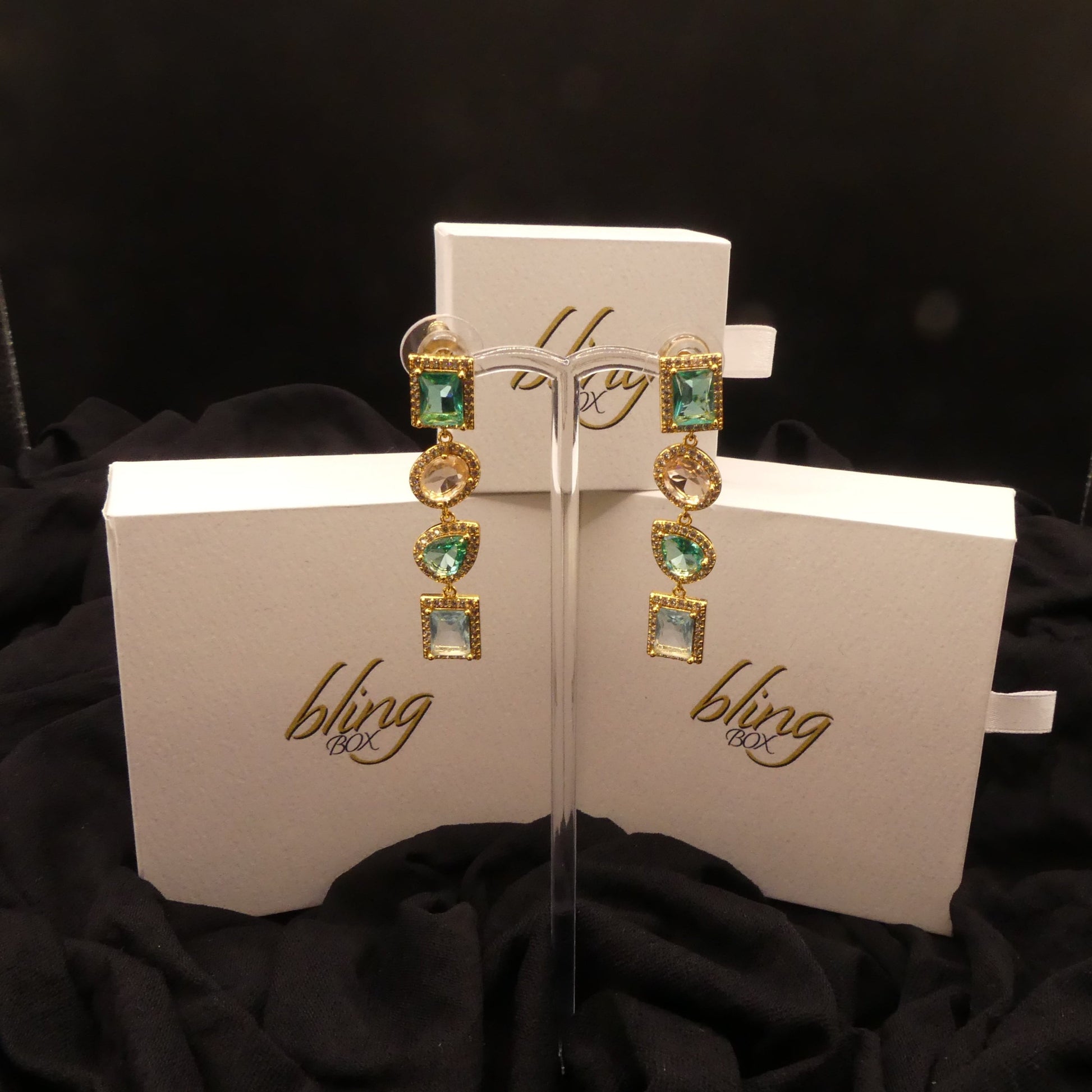 Nazanin 18k Gold plated Cubic Zirconia Drop Earrings by Eye Candy Los Angeles - Premium Earrings at Bling Box - Just $119 Shop now at Bling Box Bling, Earrings, Eye Candy Los Angeles, Statement