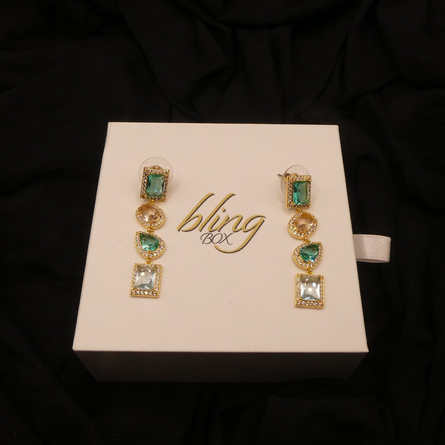 Nazanin 18k Gold plated Cubic Zirconia Drop Earrings by Eye Candy Los Angeles - Premium Earrings at Bling Box - Just $119 Shop now at Bling Box Bling, Earrings, Eye Candy Los Angeles, Statement