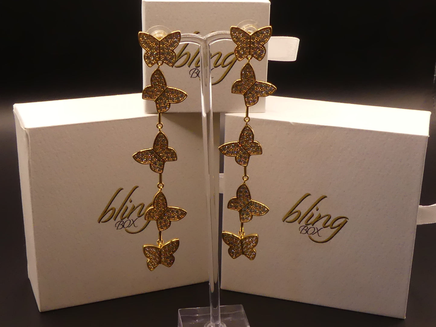 Butterfly Drop Earrings 18k Gold plated by Eye Candy Los Angeles - Premium Necklaces at Bling Box - Just $115 Shop now at Bling Box Bling, Earrings, Eye Candy Los Angeles, Statement