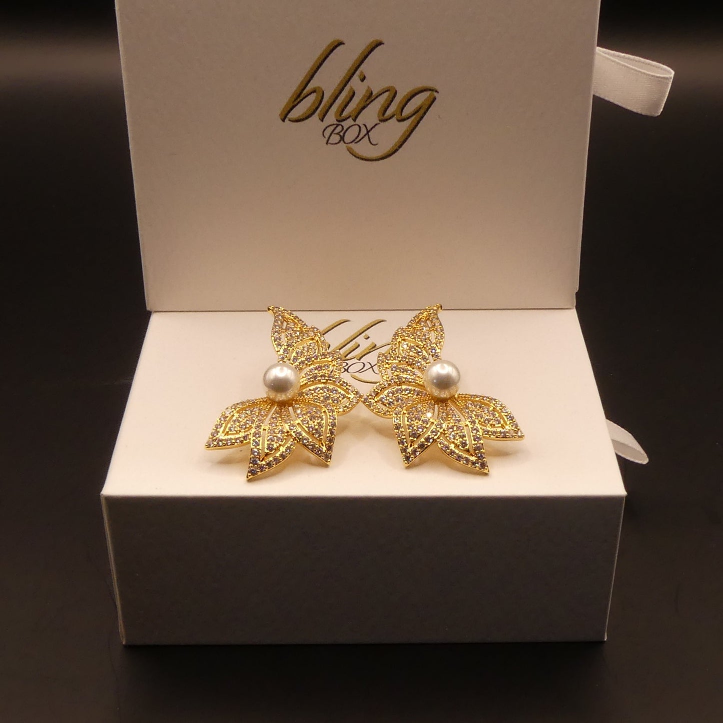 Mia Glass Pearl and Cubic Zirconia earrings by Eye Candy Los Angeles - Premium Earrings at Bling Box - Just $92 Shop now at Bling Box Bling, Earrings, Eye Candy Los Angeles, Statement