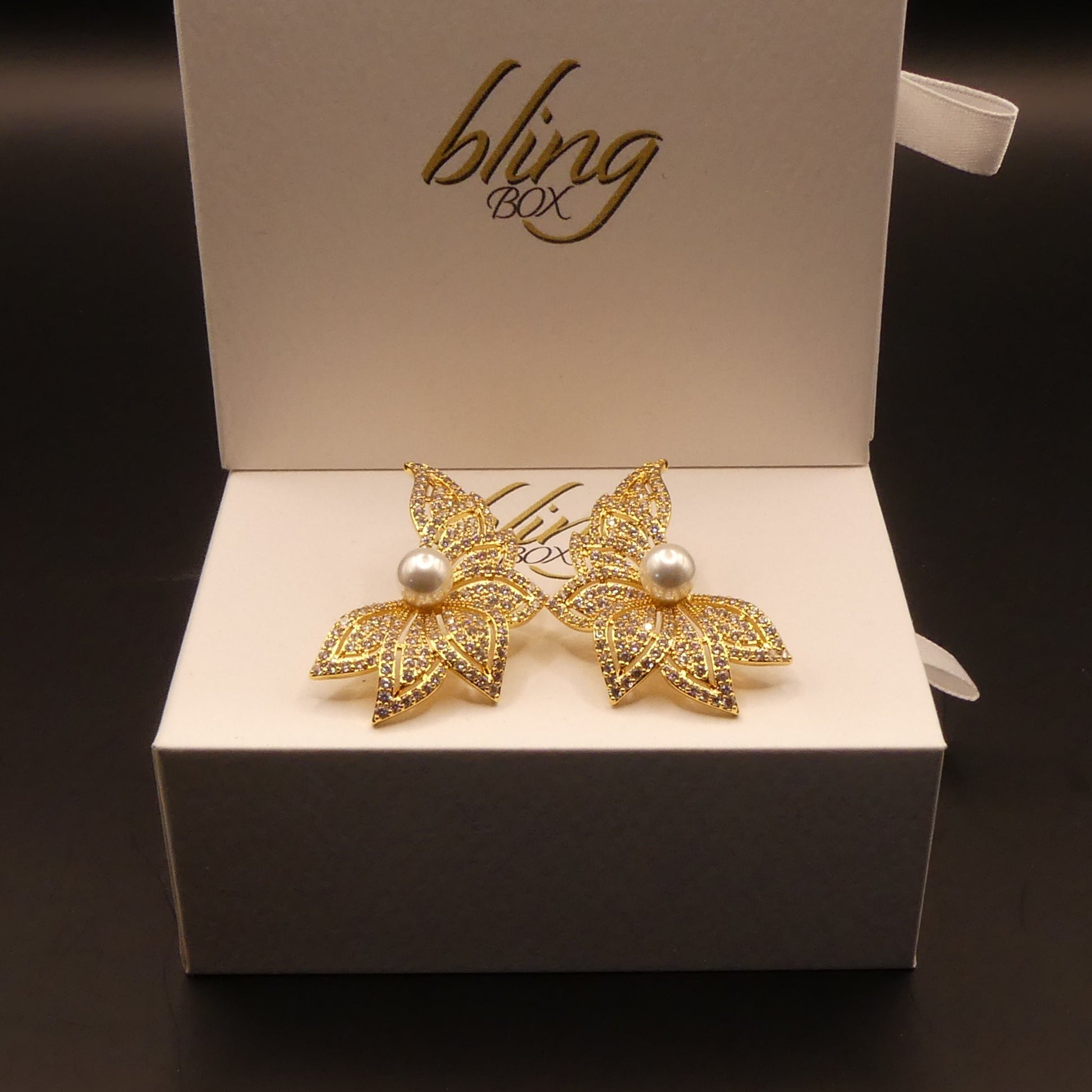 Mia Glass Pearl and Cubic Zirconia Earrings by Eye Candy Los Angeles - Premium Earrings at Bling Box - Just $92 Shop now at Bling Box Bling, Earrings, Eye Candy Los Angeles, Statement