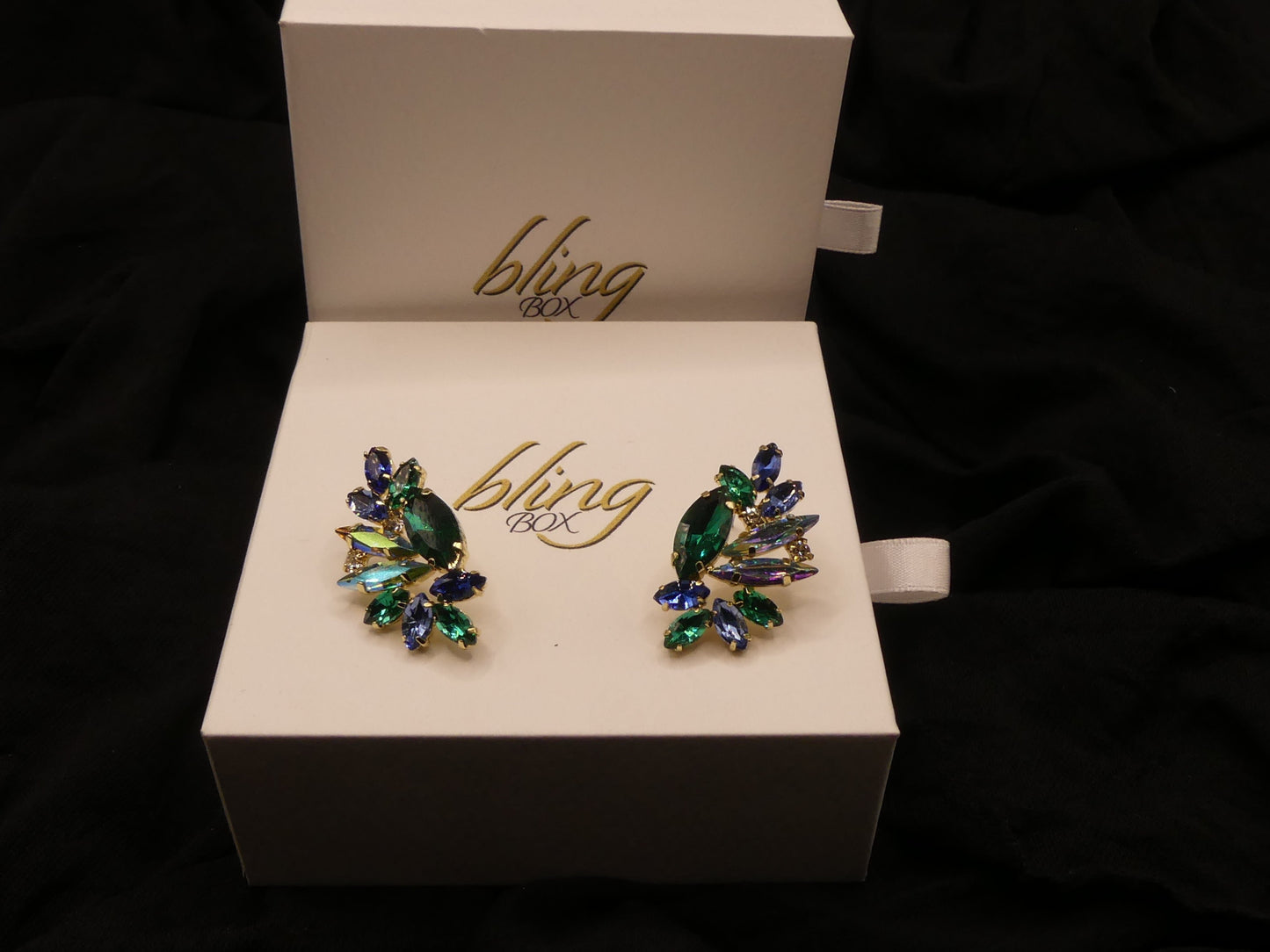 Gala Blue Green Statement Earrings by Eye Candy Los Angeles - Premium Earrings at Bling Box - Just $57 Shop now at Bling Box Bling, Earrings, Eye Candy Los Angeles, Statement