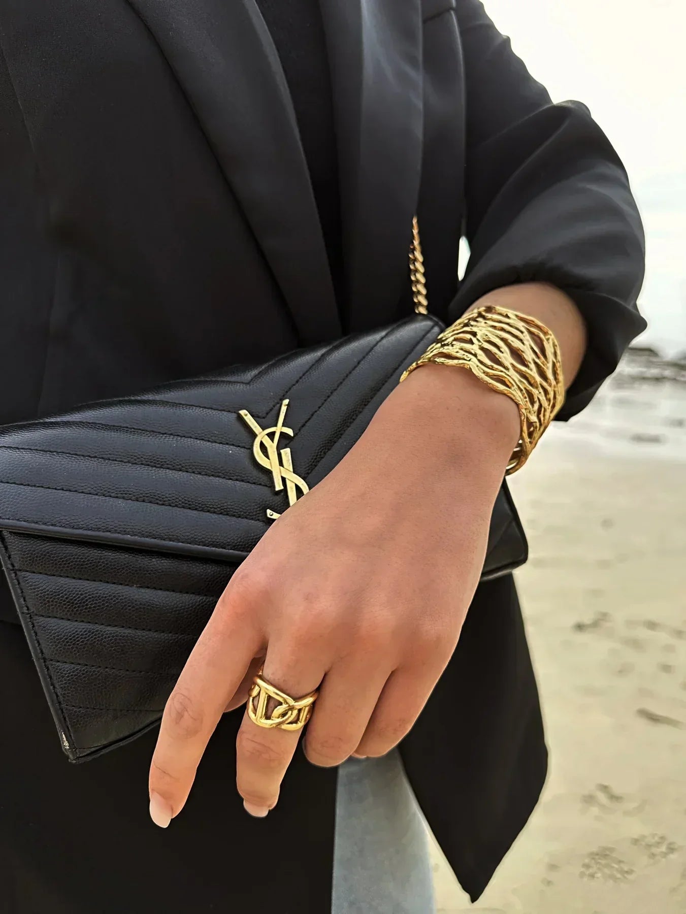 Oversized Link Adjustable Ring - 24k Gold plated by Karine Sultan - Premium Rings at Bling Box - Just $50 Shop now at Bling Box Everyday, Karine Sultan, Rings, Statement