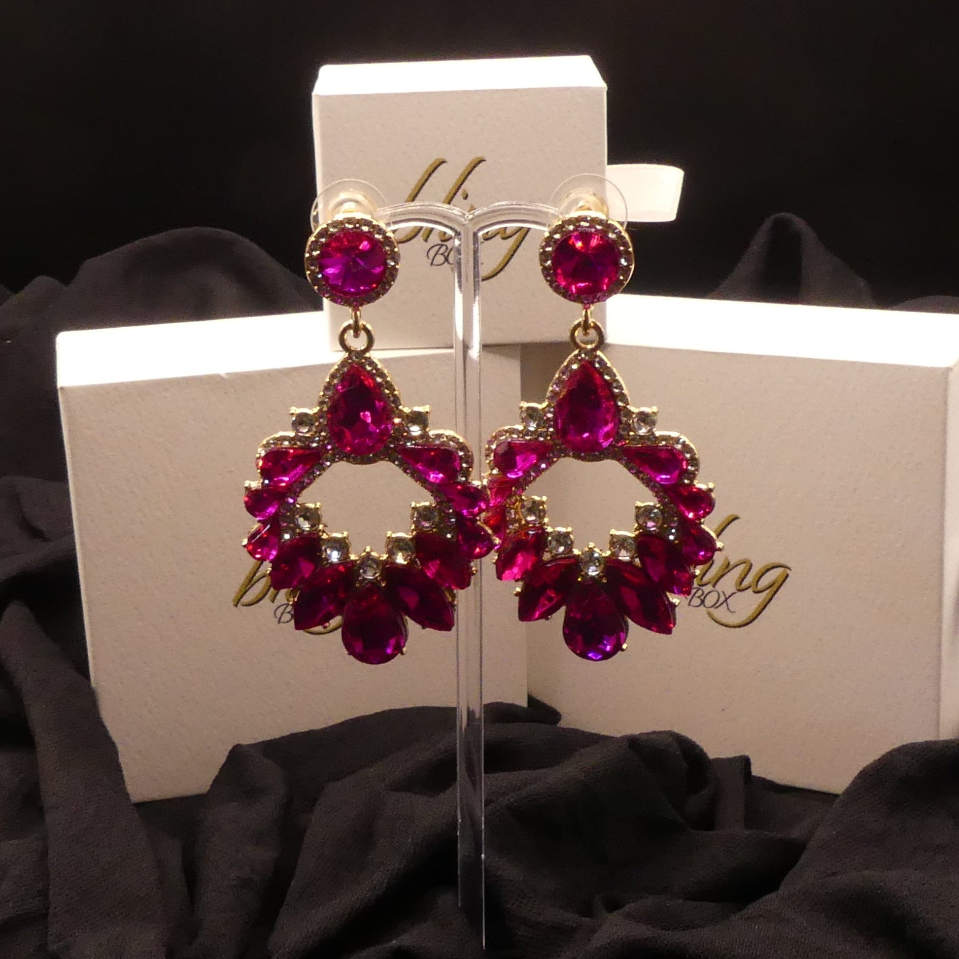 Ari Hot Pink Earrings by Eye Candy Los Angeles - Premium Earrings at Bling Box - Just $68 Shop now at Bling Box Bling, Earrings, Eye Candy Los Angeles, Statement