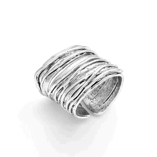 Brushed Ribbon Adjustable Ring - Sterling Silver plated by Karine Sultan - Premium Rings at Bling Box - Just $40 Shop now at Bling Box Everyday, Karine Sultan, Rings, Statement