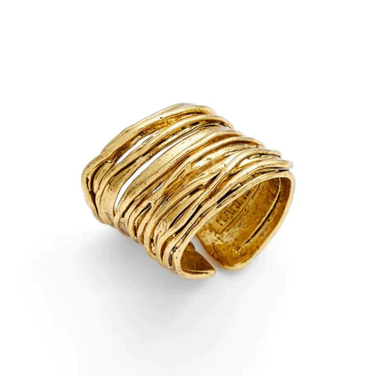 Brushed Ribbon Adjustable Ring - 24k Gold plated by Karine Sultan - Premium Rings at Bling Box - Just $40 Shop now at Bling Box Everyday, Karine Sultan, Rings, Statement