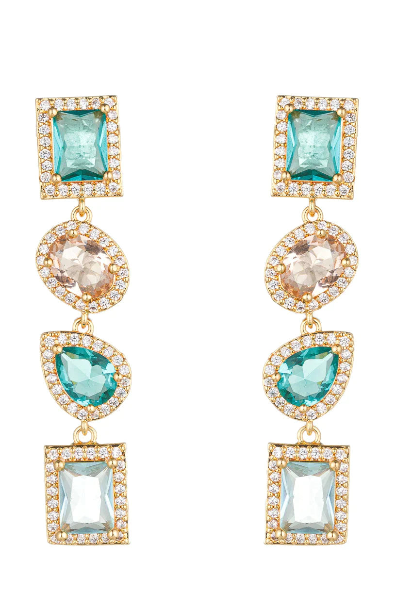 Nazanin 18k Gold plated Cubic Zirconia Drop Earrings by Eye Candy Los Angeles - Premium Earrings at Bling Box - Just $119 Shop now at Bling Box Bling, Earrings, Eye Candy Los Angeles, Statement