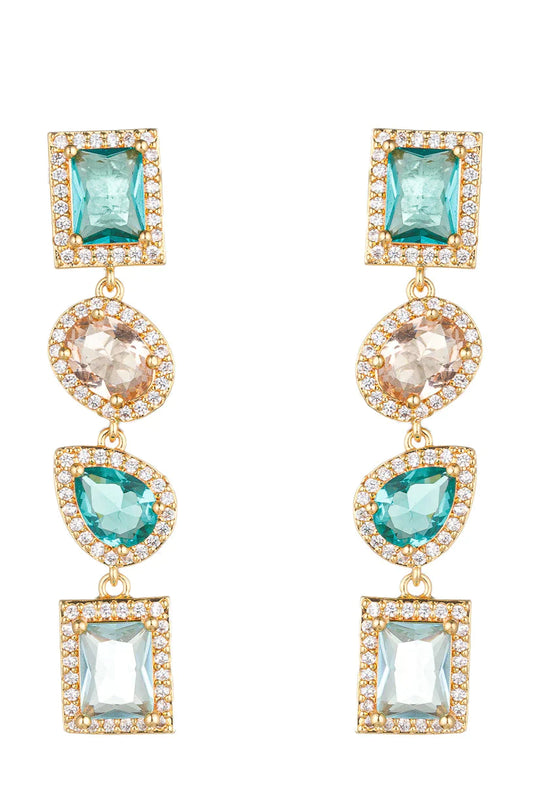Nazanin 18k Gold plated Cubic Zirconia Drop Earrings by Eye Candy Los Angeles - Premium Earrings at Bling Box - Just $119 Shop now at Bling Box Bling, Earrings, Eye Candy Los Angeles, Statement