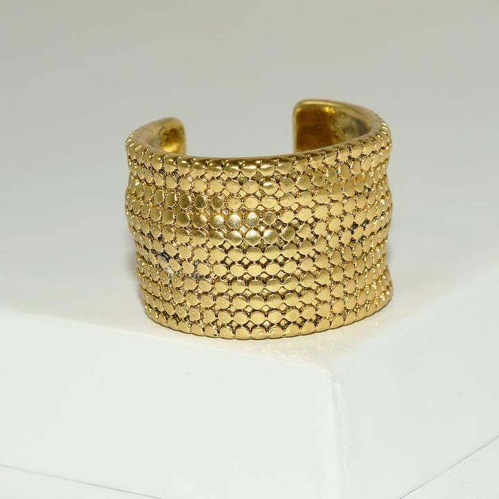 Chainmail Adjustable Ring - 24k Gold plated by Karine Sultan - Premium Rings at Bling Box - Just $48 Shop now at Bling Box Everyday, Featured, Karine Sultan, Rings, Statement