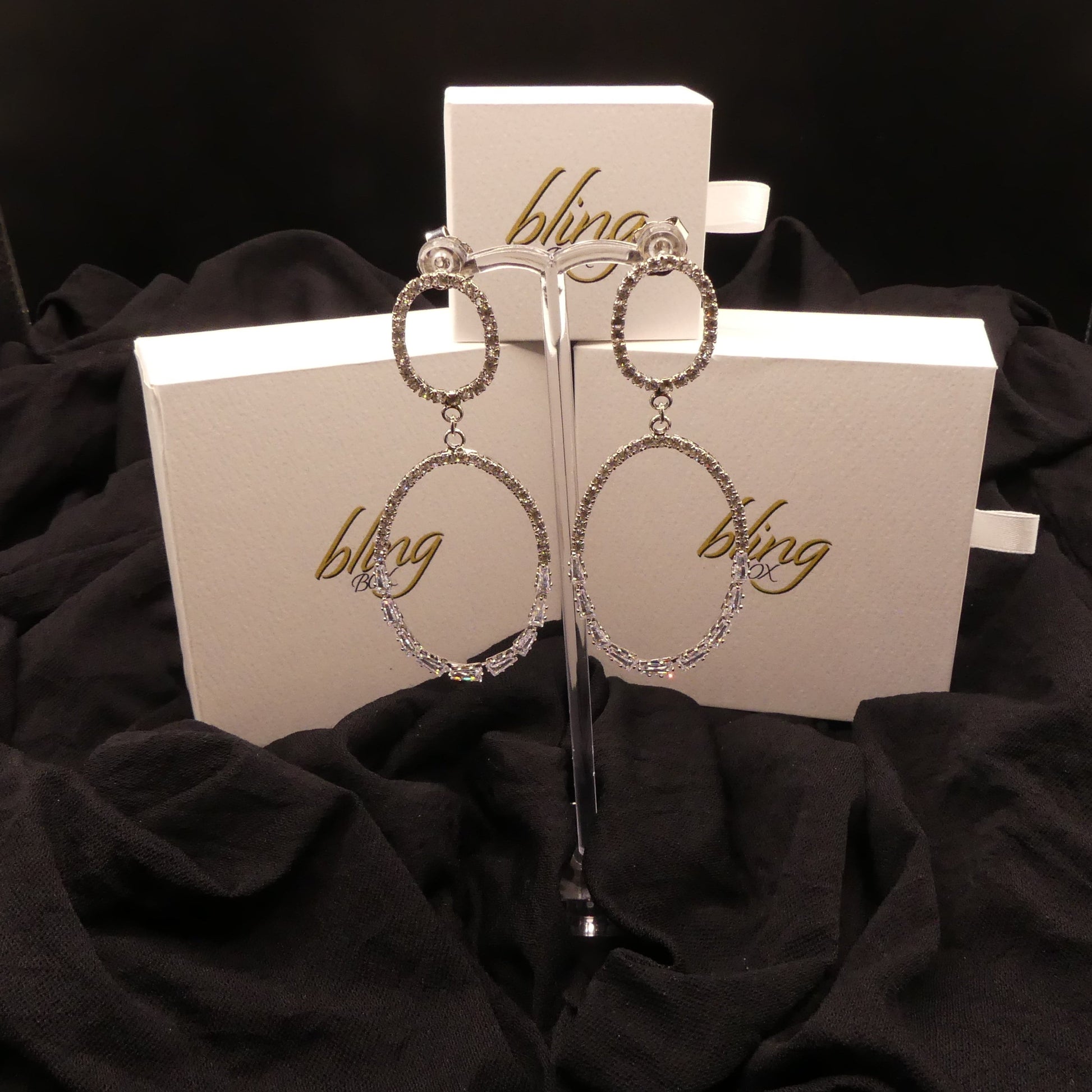 Double Oval Drop Earrings - Premium Earrings at Bling Box - Just $179 Shop now at Bling Box Bling, Earrings, Statement, Trove