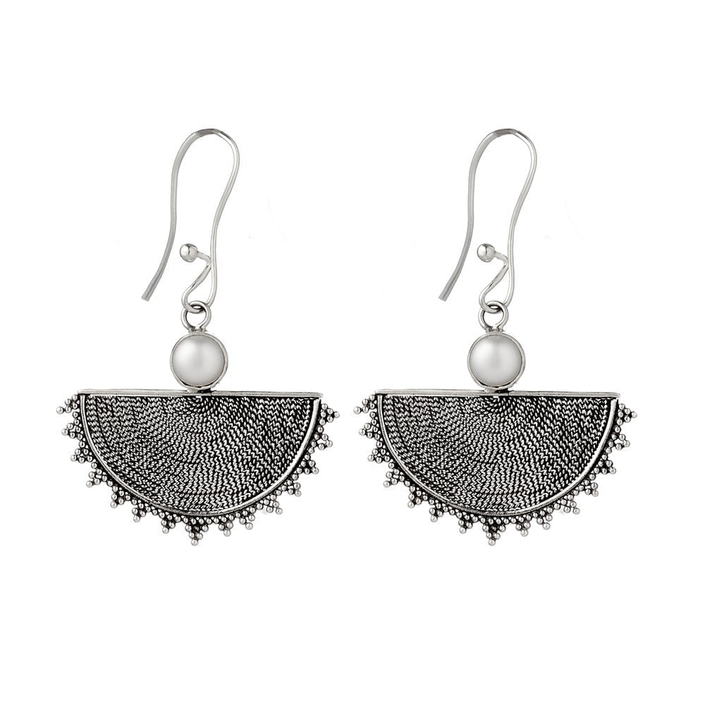 Mazati - Aztec Detail Sterling Silver with Freshwater Pearl Earrings - Premium Earrings at Bling Box - Just $68 Shop now at Bling Box Earrings, Trove